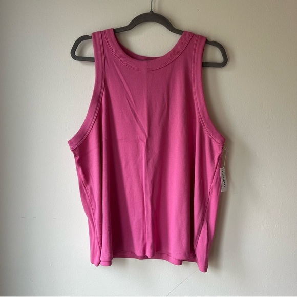 Old Navy Ribbed Tank Top Plus Size 3x Pink Sleeveless Scoop Neck Basic Stretchy - Picture 2 of 15